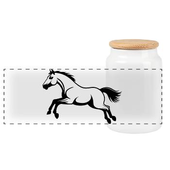 Horse Style Jump - Panoramic Cookie Jar with Wooden Lid - white - Front