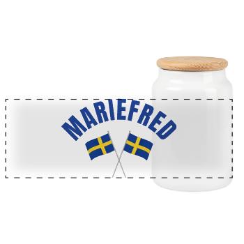 Mariefred Schwedische Flaggen - Panorama Keksdose mit Holzdeckel - Weiß - Vorne