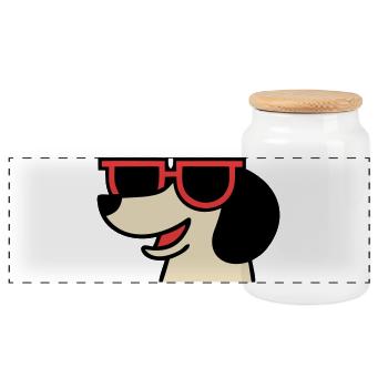 Patron aux lunettes teckel cool - Boîte à biscuits avec couvercle en bois - blanc - Devant