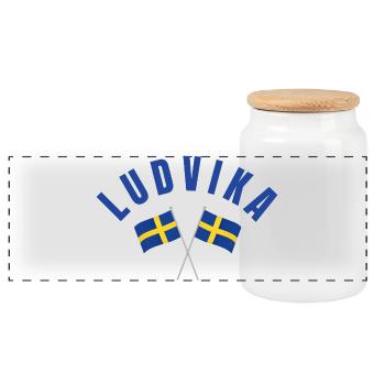 Drapeaux de Ludvika Suède - Boîte à biscuits avec couvercle en bois - blanc - Devant