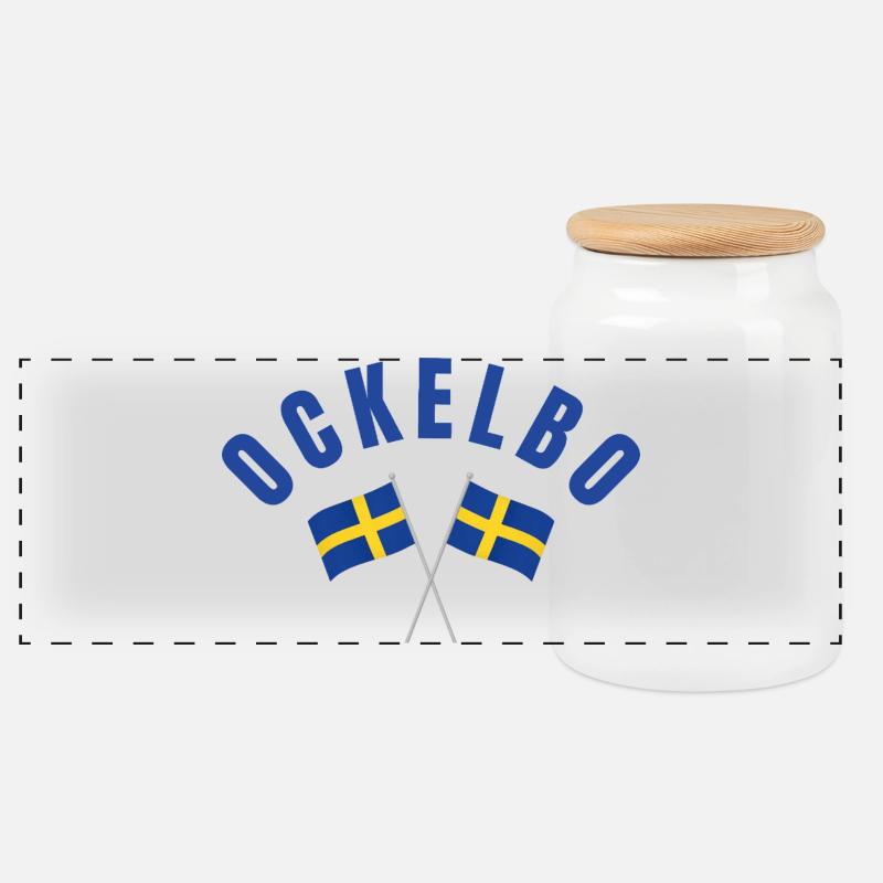 Drapeaux suédois d’Ockelbo - Boîte à biscuits avec couvercle en bois - blanc