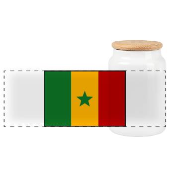 Senegal Flagge - Panorama Keksdose mit Holzdeckel - Weiß - Vorne