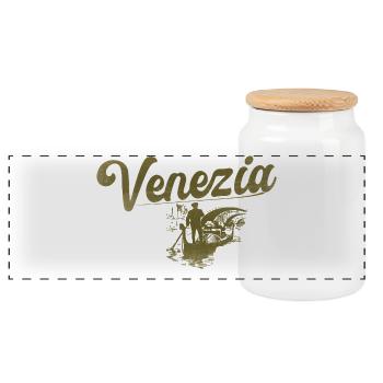 Venedig, Vintage - Panorama Keksdose mit Holzdeckel - Weiß - Vorne