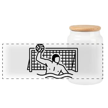 water polo - Panoramic Cookie Jar with Wooden Lid - white - Front