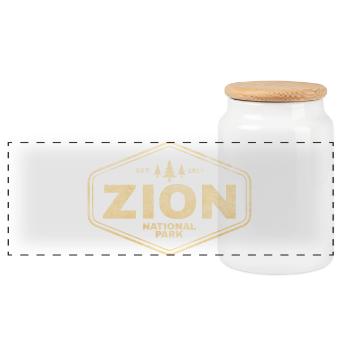 Zion National Park Badge Tee - Panorama Keksdose mit Holzdeckel - Weiß - Vorne