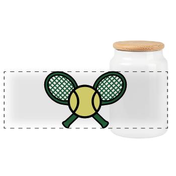 Blason rétro de balle de raquette de tennis - Boîte à biscuits avec couvercle en bois - blanc - Devant