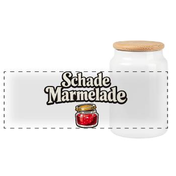 Schade Marmelade Lustiger Retro Spruch Humor - Panorama Keksdose mit Holzdeckel - Weiß - Vorne