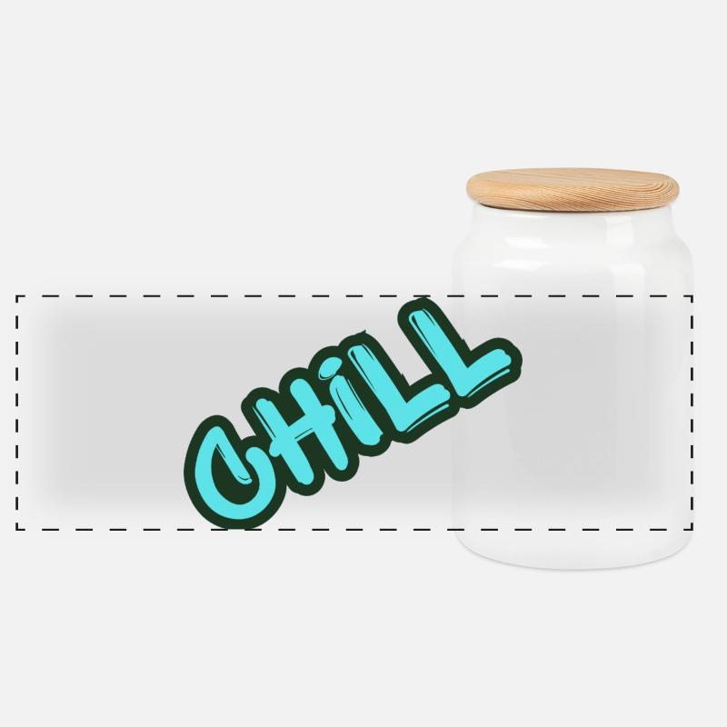 Chill Neon Graffiti  - Panorama Keksdose mit Holzdeckel - Weiß