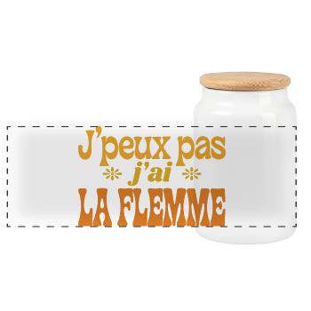 Jpeux pas jai la flemme - Boîte à biscuits avec couvercle en bois - blanc - Devant
