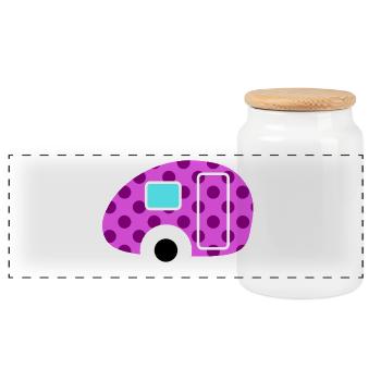 Caravan Wohnwagen pink Dots Punkte Camper Retro - Panorama Keksdose mit Holzdeckel - Weiß - Vorne
