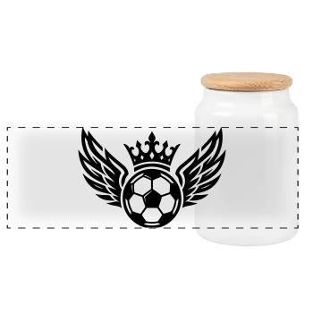 Armoiries de football Symbole de la couronne - Boîte à biscuits avec couvercle en bois - blanc - Devant