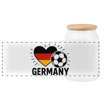 Deutschland Herz Ball - Panorama Keksdose mit Holzdeckel - Weiß - Vorne