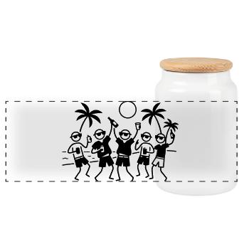 Party Group Beach - Boîte à biscuits avec couvercle en bois - blanc - Devant