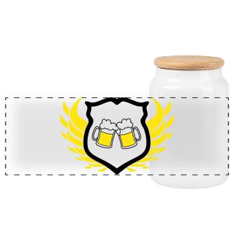 bier_wappen - Panoramic Cookie Jar with Wooden Lid - white - Front