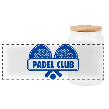Padel Club Emblem - Panoramic Cookie Jar with Wooden Lid - white - Front