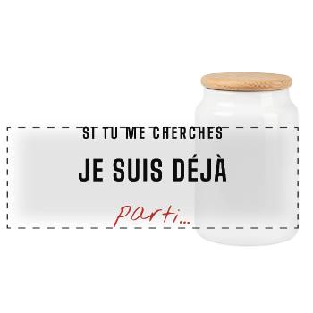 Je suis déjà parti – message énigmatique - Boîte à biscuits avec couvercle en bois - blanc - Devant