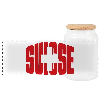 Maillot de football suisse, design des supporters suisses - Boîte à biscuits avec couvercle en bois - blanc - Devant