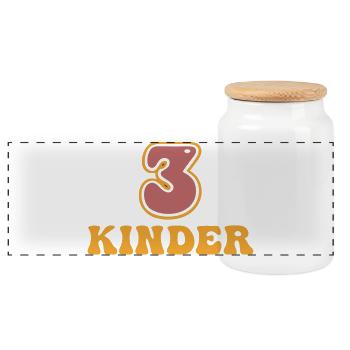 3 Kids Mom Dad Parents of Three Retro - Panoramic Cookie Jar with Wooden Lid - white - Front