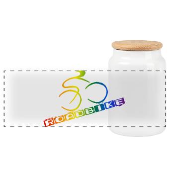 Lettrage arc-en-ciel pour vélo de route - Boîte à biscuits avec couvercle en bois - blanc - Devant
