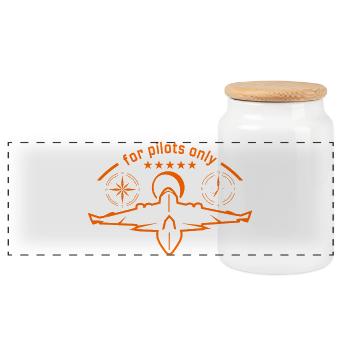 pilots_only - Panoramic Cookie Jar with Wooden Lid - white - Front