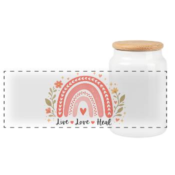Rainbow Therapist Gift for Healthcare Worker - Panoramic Cookie Jar with Wooden Lid - white - Front