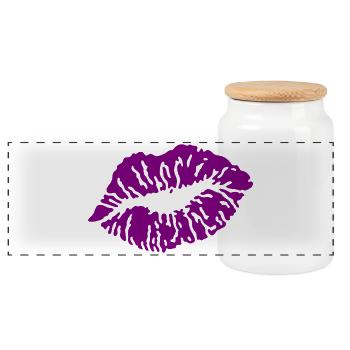 Baiser bouche / Baiser / Baiser / Baiser / Baiser / Amour, Pourpre - Boîte à biscuits avec couvercle en bois - blanc - Devant