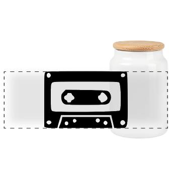 Cassette musicale rétro vintage cadeau des années 80 et 90 - Boîte à biscuits avec couvercle en bois - blanc - Devant
