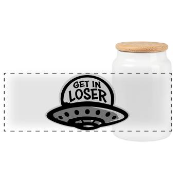 Ufo Alien Get In Loser Lustig Ufo Entführung Zitat - Panorama Keksdose mit Holzdeckel - Weiß - Vorne