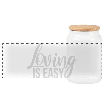Loving Is Easy Inspirierend Romantisch Spruch Logo - Panorama Keksdose mit Holzdeckel - Weiß - Vorne