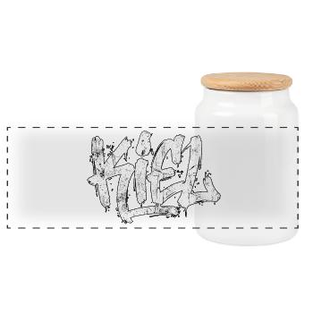 Kiel Graffiti Oldschool Hip Hop - Panorama Keksdose mit Holzdeckel - Weiß - Vorne