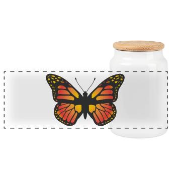 Colorful Butterfly Illustration Nature Art Icon  - Panoramic Cookie Jar with Wooden Lid - white - Front