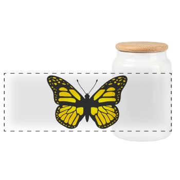 Colorful Butterfly Illustration Nature Art Icon Sy - Panoramic Cookie Jar with Wooden Lid - white - Front
