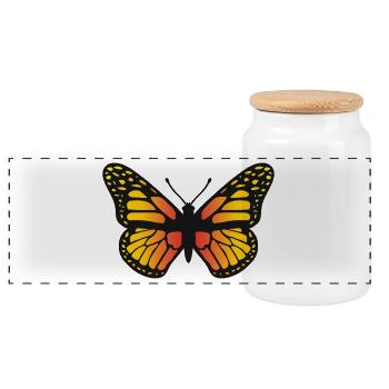 Colorful Butterfly Illustration Nature Art Icon Sy - Panoramic Cookie Jar with Wooden Lid - white - Front
