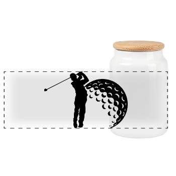 Golf Schwung Silhouette - Panorama Keksdose mit Holzdeckel - Weiß - Vorne
