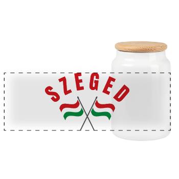 Drapeaux hongrois croisés de Szeged - Boîte à biscuits avec couvercle en bois - blanc - Devant