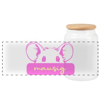 Souris mignonne - Boîte à biscuits avec couvercle en bois - blanc - Devant