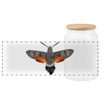 Hummingbird Hawk Moth Macroglossum stellatarum - Panoramic Cookie Jar with Wooden Lid - white - Front