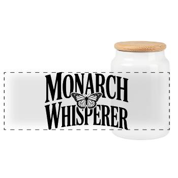 Monarch Whisperer - Panoramic Cookie Jar with Wooden Lid - white - Front