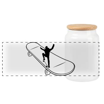 skateboard skaten skate sport fahren skaten - Panorama Keksdose mit Holzdeckel - Weiß - Vorne