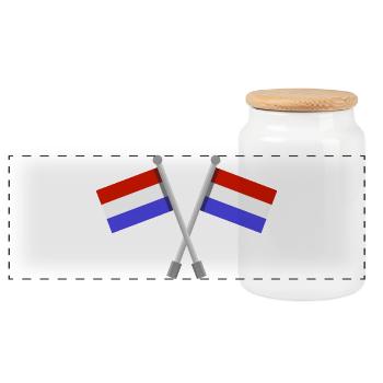 Niederländische Flagge - Panorama Keksdose mit Holzdeckel - Weiß - Vorne