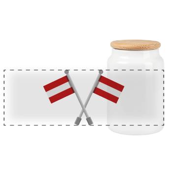 Österreichische Flagge - Panorama Keksdose mit Holzdeckel - Weiß - Vorne