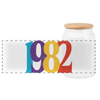 Geboren 1982 Geburtstagsgeschenk Geburtstag 82 - Panorama Keksdose mit Holzdeckel - Weiß - Vorne