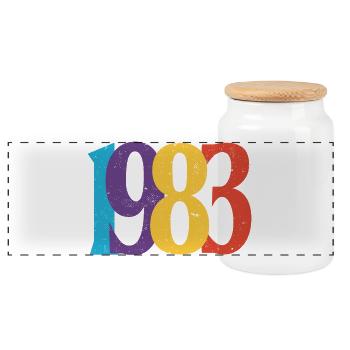 Geboren 1983 Geburtstagsgeschenk Geburtstag 83 - Panorama Keksdose mit Holzdeckel - Weiß - Vorne