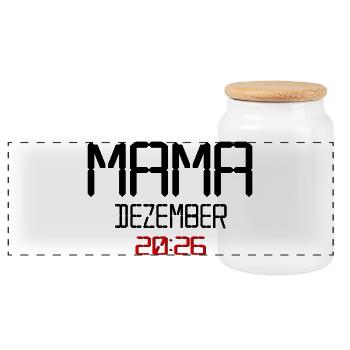 Geburt Baby, Dezember 2026 Mama - Panorama Keksdose mit Holzdeckel - Weiß - Vorne