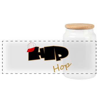 Hip Hop  - Panorama Keksdose mit Holzdeckel - Weiß - Vorne