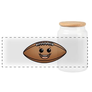 Balle Souriante Football de Dessin Animé - Boîte à biscuits avec couvercle en bois - blanc - Devant
