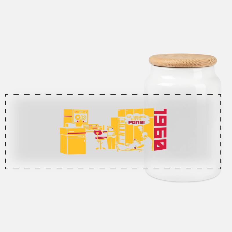pong1960_2c - Boîte à biscuits avec couvercle en bois - blanc
