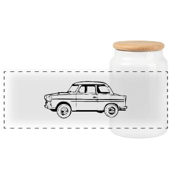  500 600 Trabi - Panorama Keksdose mit Holzdeckel - Weiß - Vorne