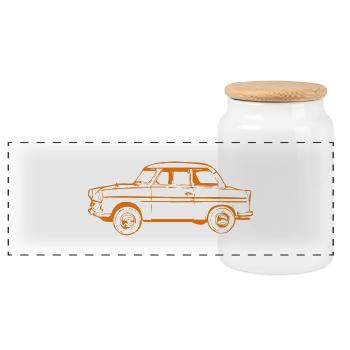  500 600 Trabi - Panorama Keksdose mit Holzdeckel - Weiß - Vorne