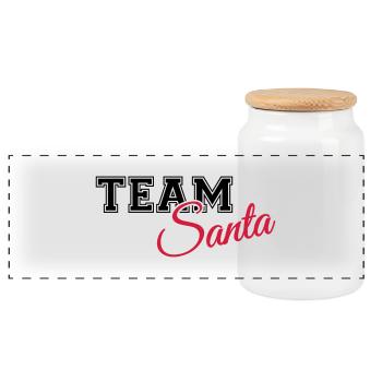 Team Santa - Panorama Keksdose mit Holzdeckel - Weiß - Vorne